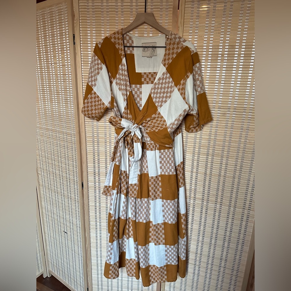 Ace&Jig Mustard Checkered Wrap Dress